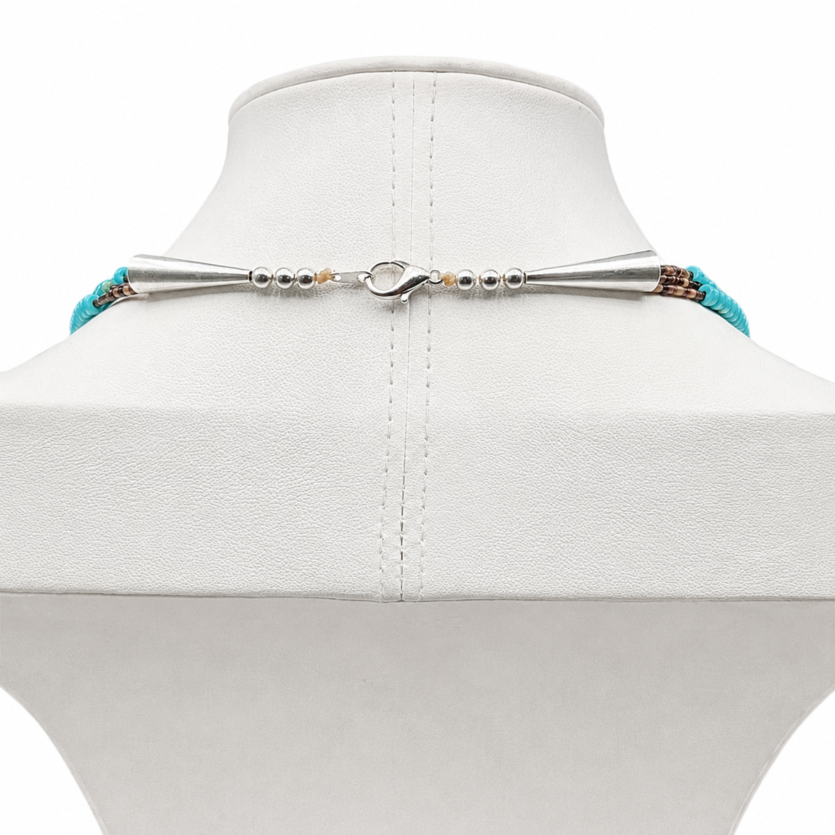 Turquoise and Apple Coral and Heishi Necklace Santo Domingo