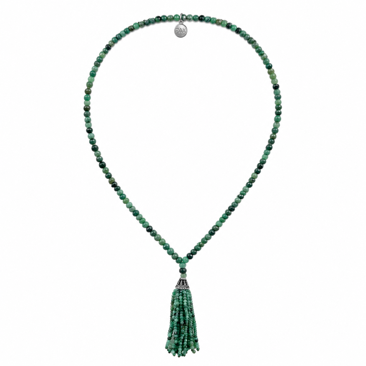 Unique Emerald Tassel Mala Necklace