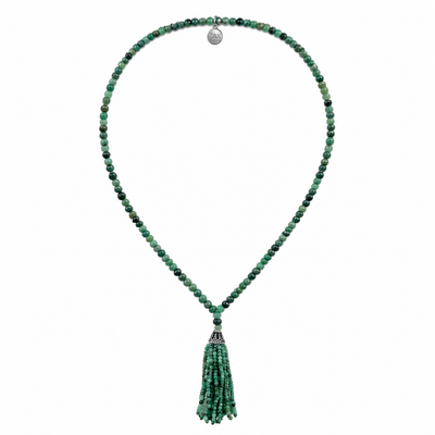 Unique Emerald Tassel Mala Necklace