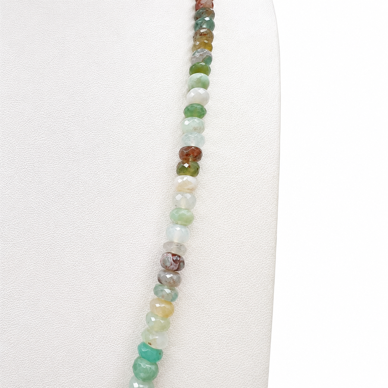 Aqua Chalcedony Faceted Tassel Mala Necklace