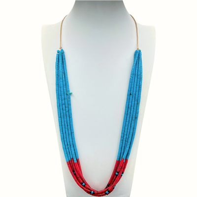 Turquoise and Coral Necklace Santo Domingo