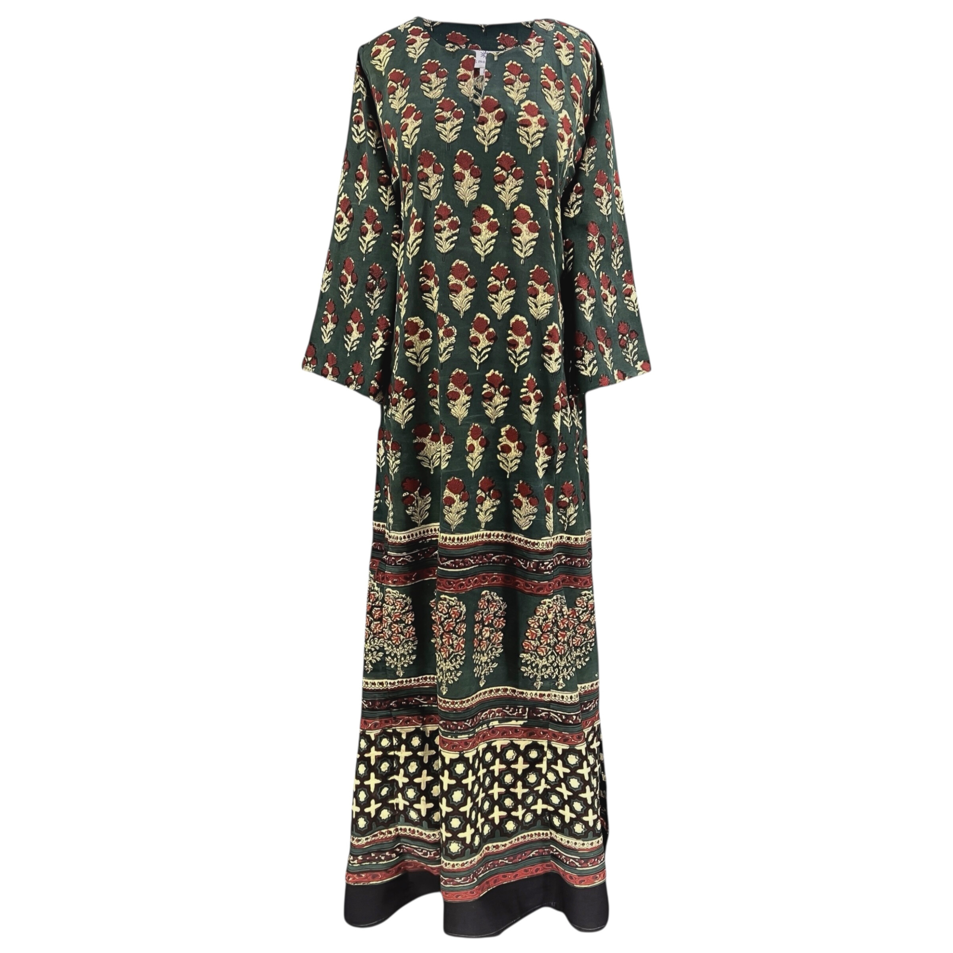 Gangtok Green Long Tunic Dress Natural Dyes Limted Edition