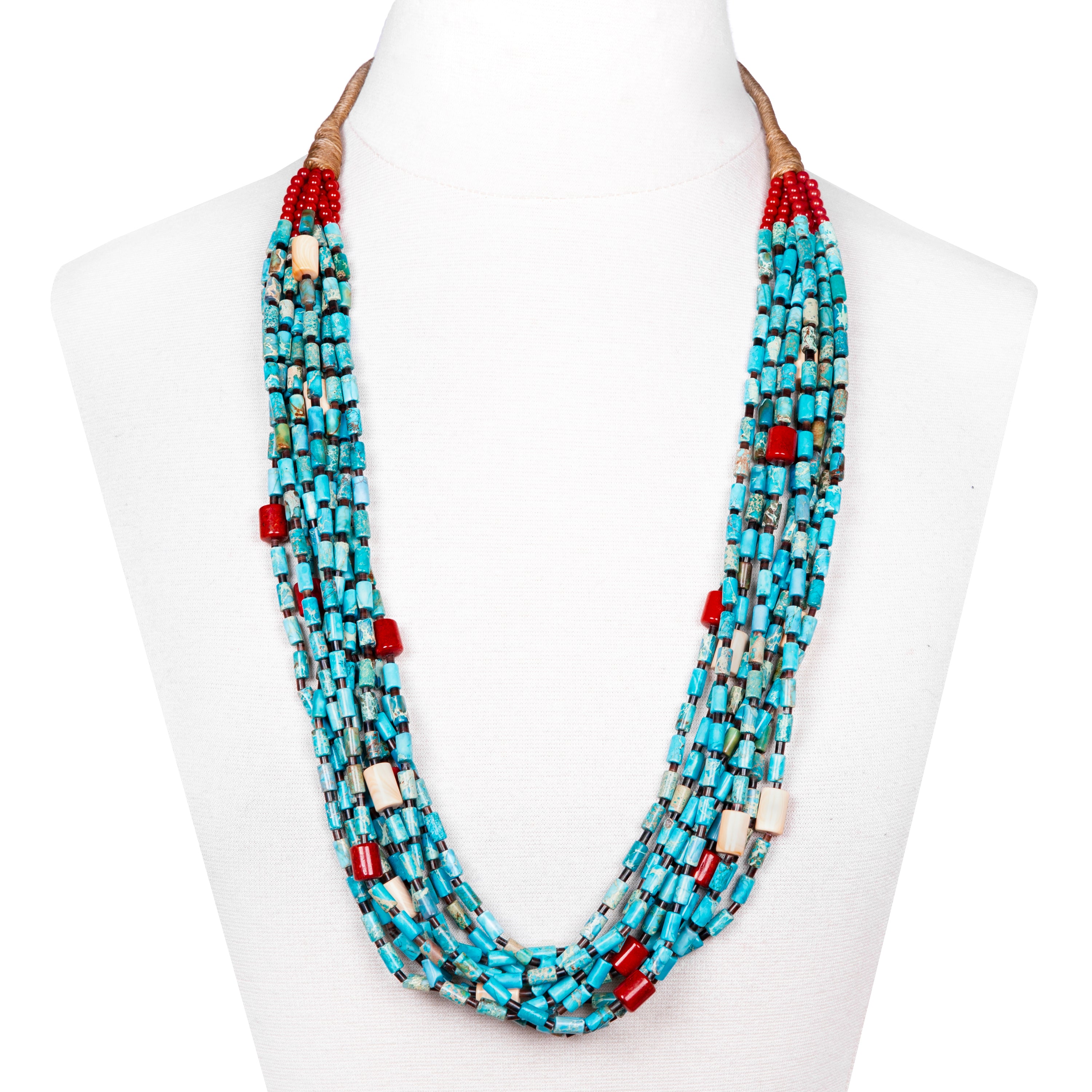 Ten Strand Turquoise, Coral, and Shell Necklace ONE AVAILABLE