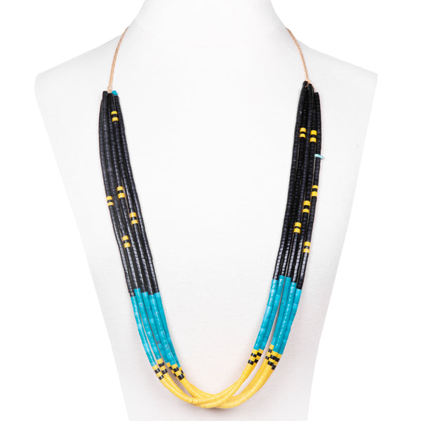 Jet, Turquoise, and Serpentine Heishi Necklace ONE AVAILABLE