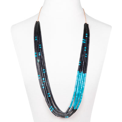 Black Jet and Turquoise Heishi Necklace Hand Made