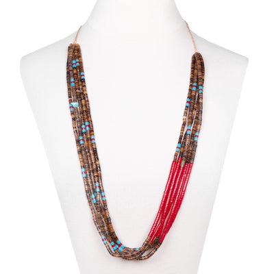 Tiger's Eye, Coral, and Turquoise Heishi Necklace ONLY ONE AVAILABLE
