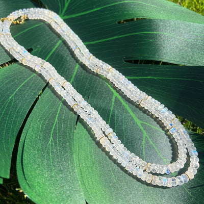 Rainbow Moonstone Faceted Mala Necklace