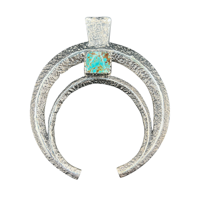 Navajo #8 Turquoise Silver Super Naja Necklace Tufa Cast
