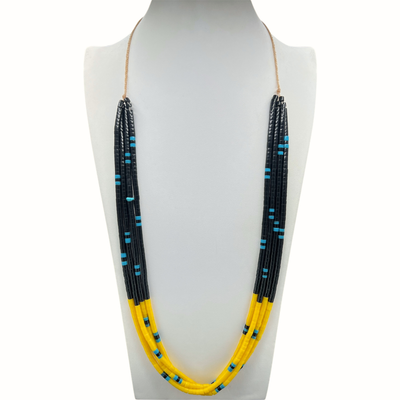 Black Jet, Turquoise, and Yellow Serpentine Necklace Santo Domingo