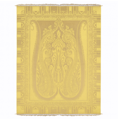 Italian Paisley Cashmere Wool Yellow Throw Blanket