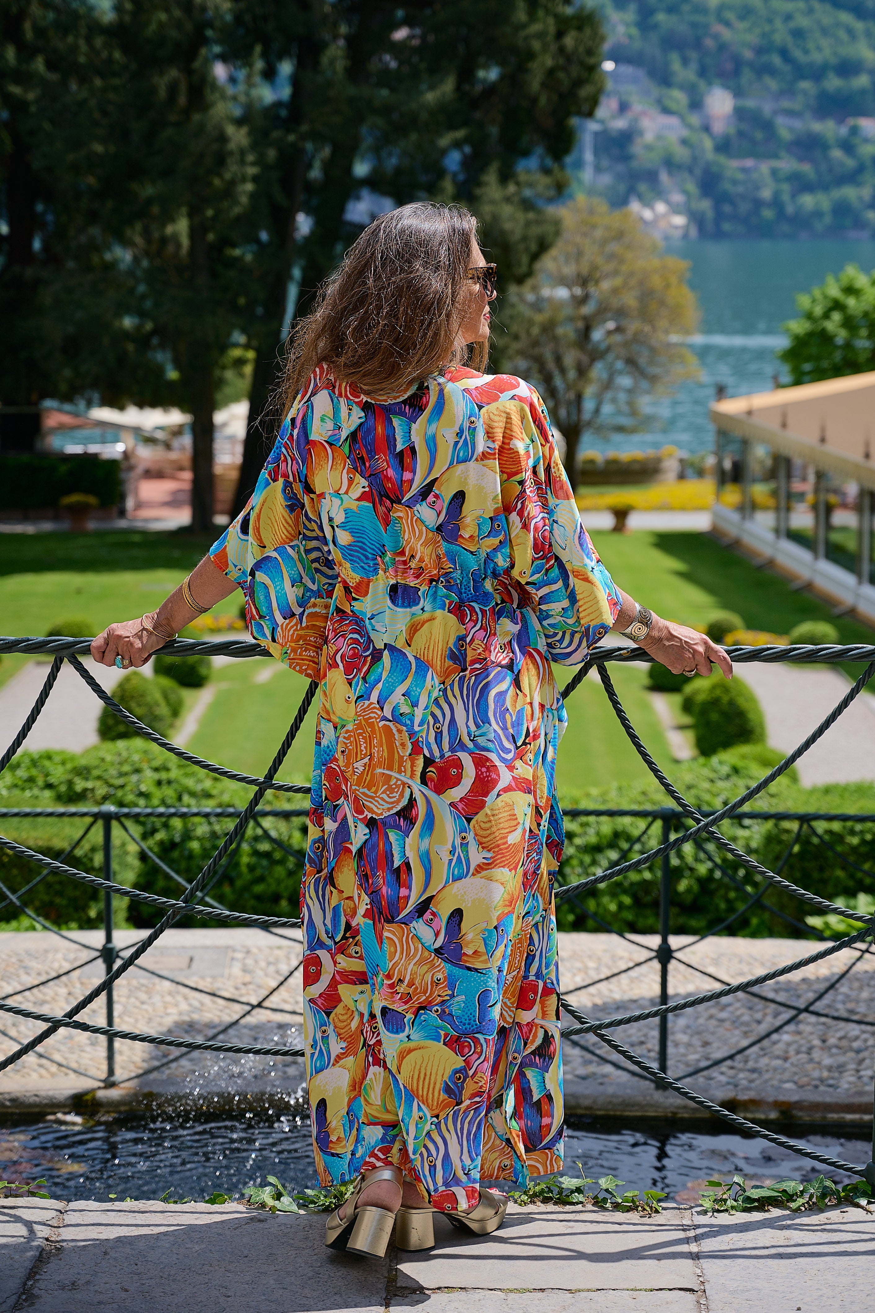 Mare Bello Italian Silk Maxi Kaftan Dress