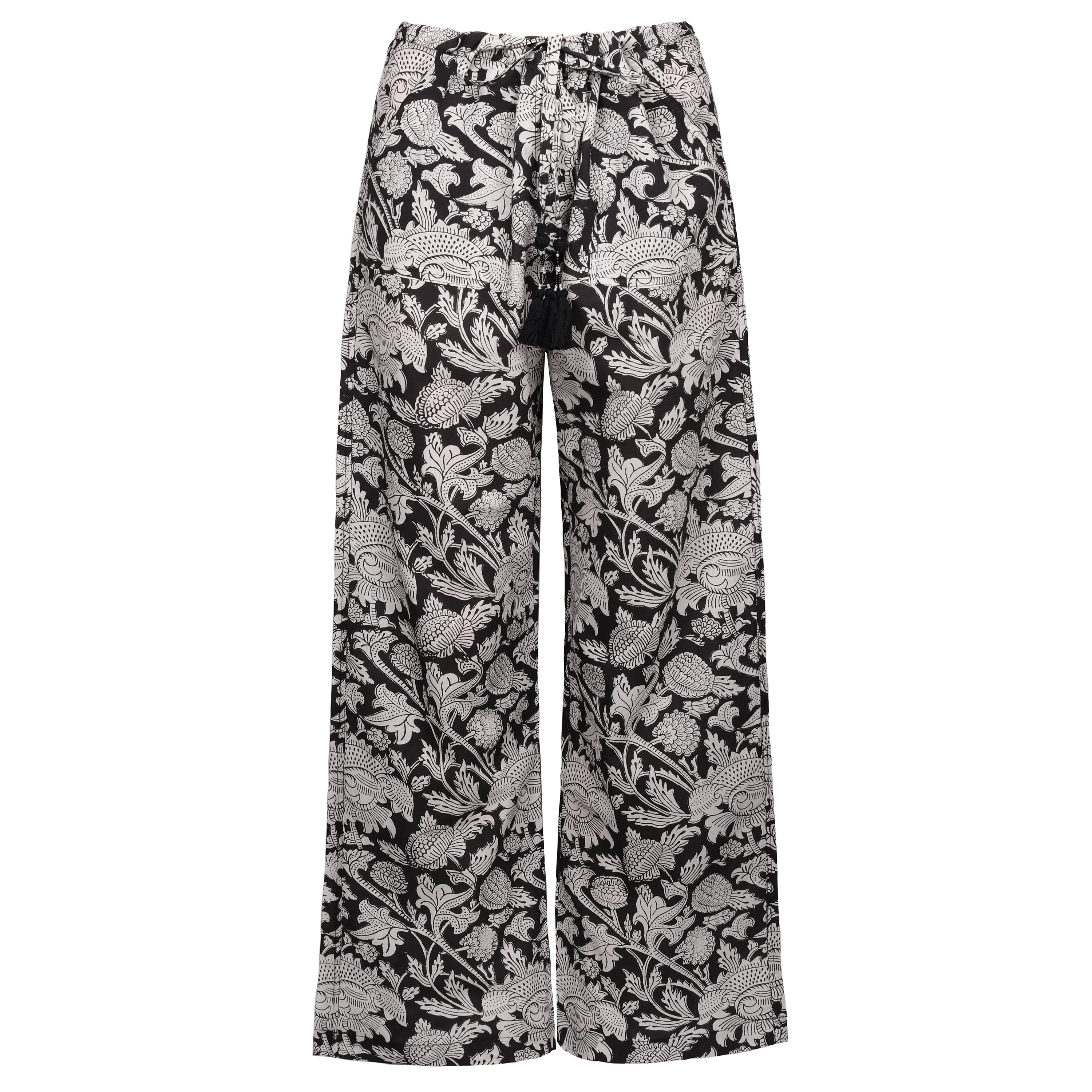 Laura Ebony Floral Cotton Pants