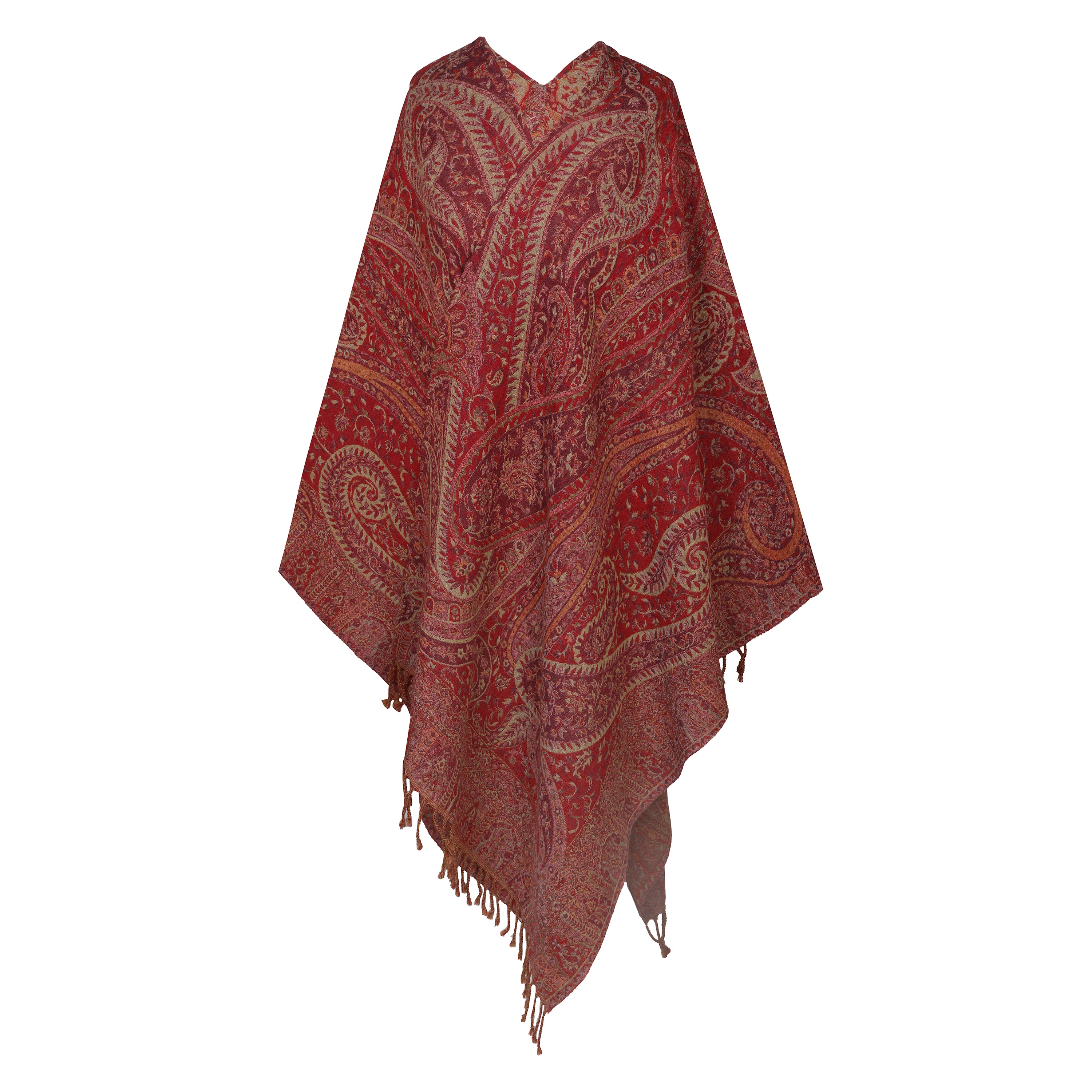 Medici Paisley Wool Wrap Poncho