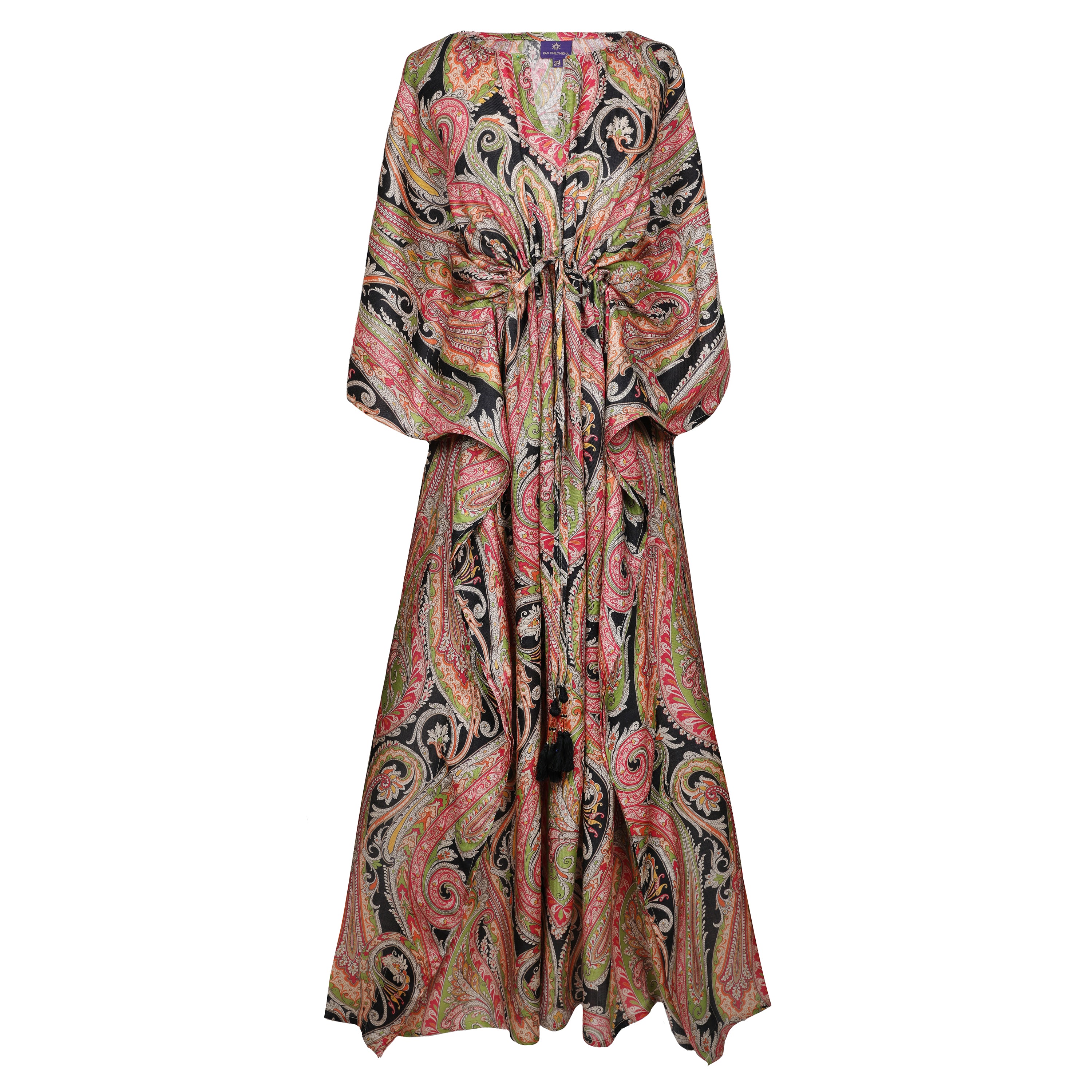 Apollina Paisley Italian Silk/Cashmere Maxi Kaftan