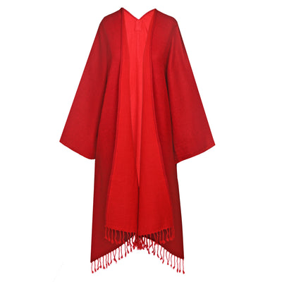 Blaze Red Boiled Wool Kimono Coat Reversible