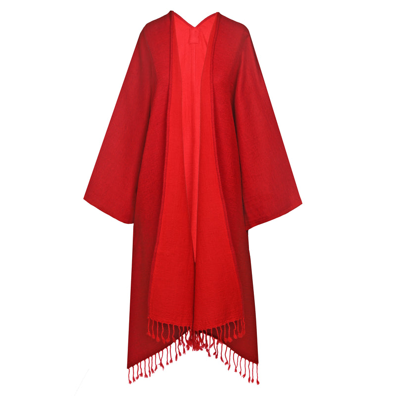 Blaze Red Boiled Wool Kimono Coat Reversible