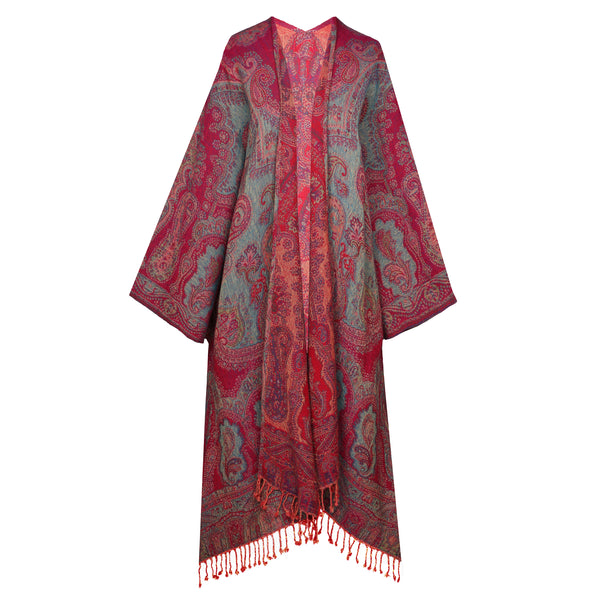 Celesia Paisley Boiled Wool Kimono Coat