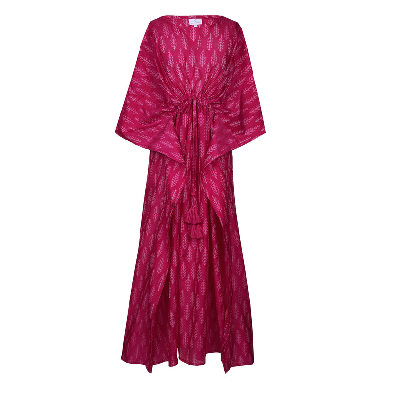 Ciclamino Ikat Maxi Dress Handwoven Silk/Cotton