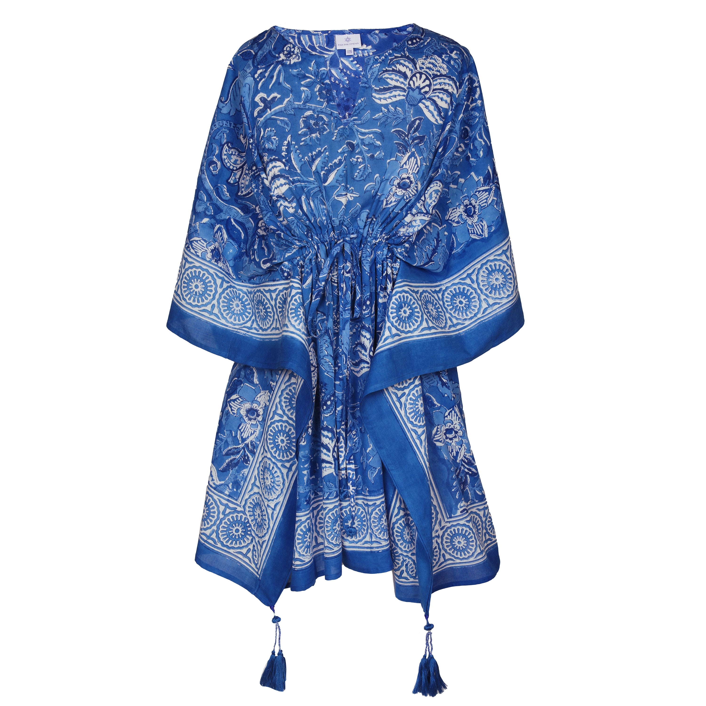 Delfina Blue Short Cotton Kaftan