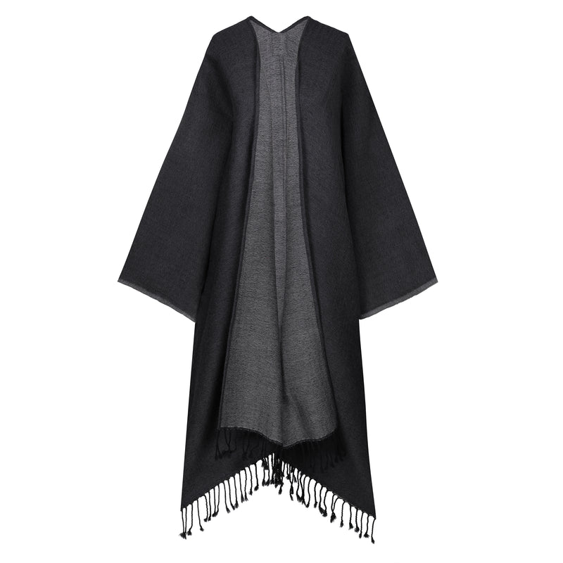 Earl Grey Boiled Wool Kimono Coat Reversible