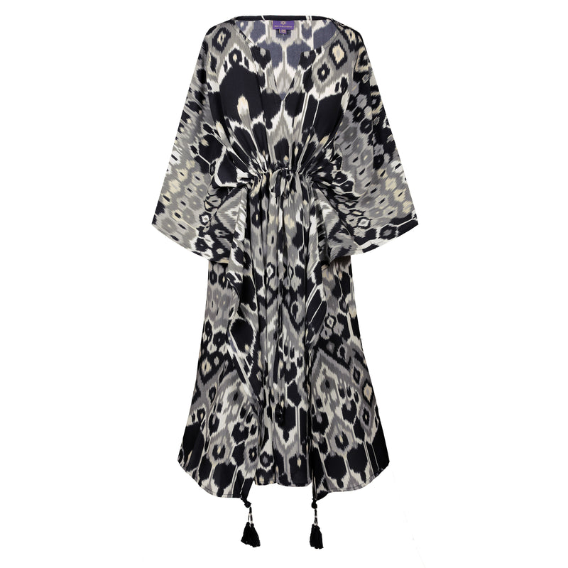 Elegante Vita Italian Silk Midi Kaftan Dress