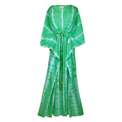 Gaeta Green Tie-Dye Shibori Maxi Kaftan Dress STORE CREDIT OR EXCHANGE