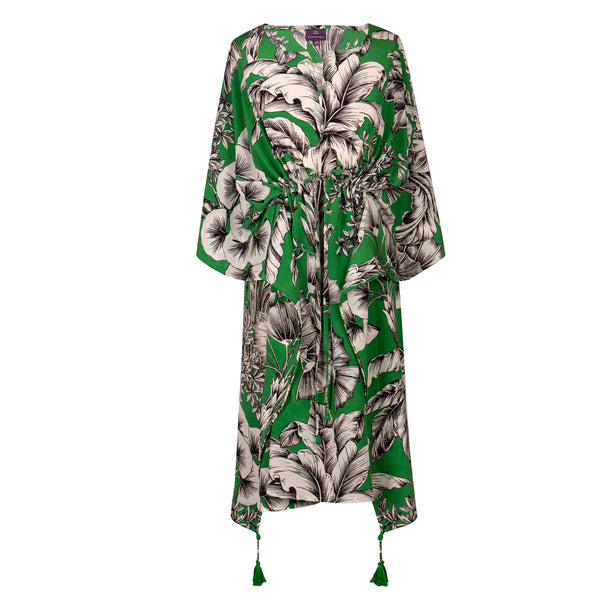 Giardino Verde Italian Silk Midi Dress