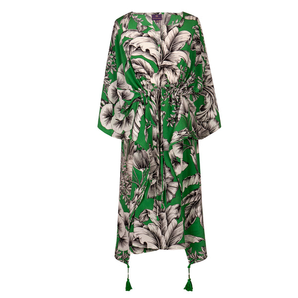 Giardino Verde Italian Silk Midi Dress Giardino Verde Italian Silk Midi Dress
