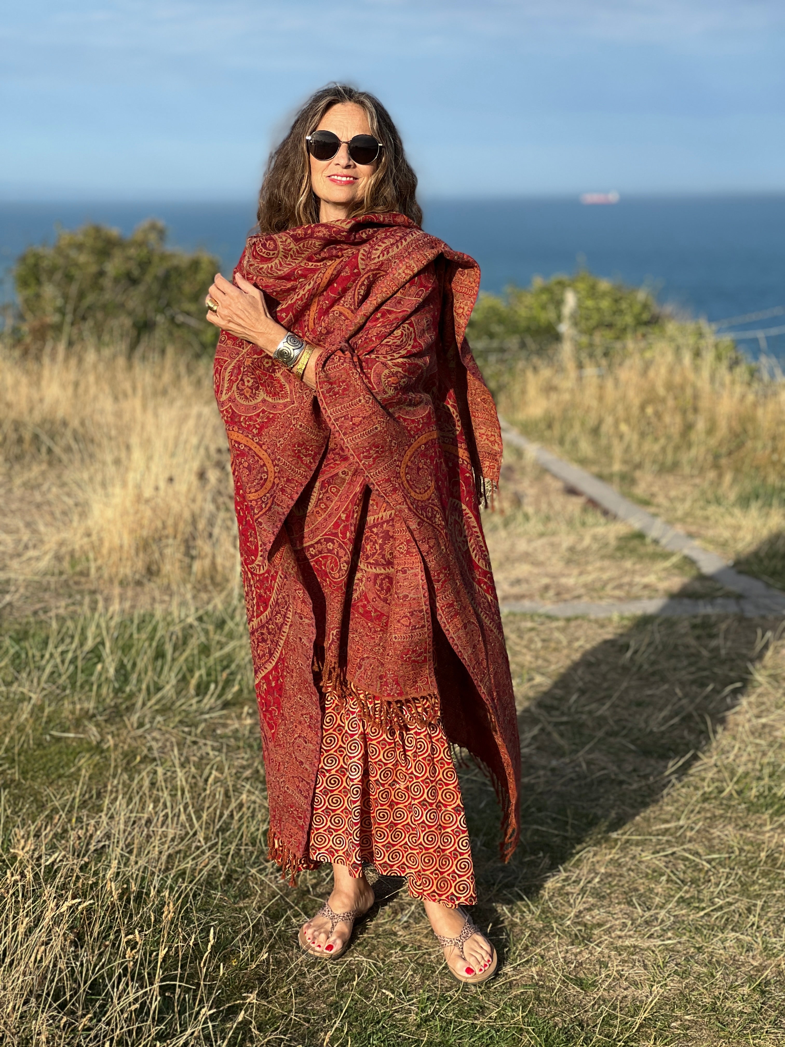 Medici Paisley Wool Wrap Poncho