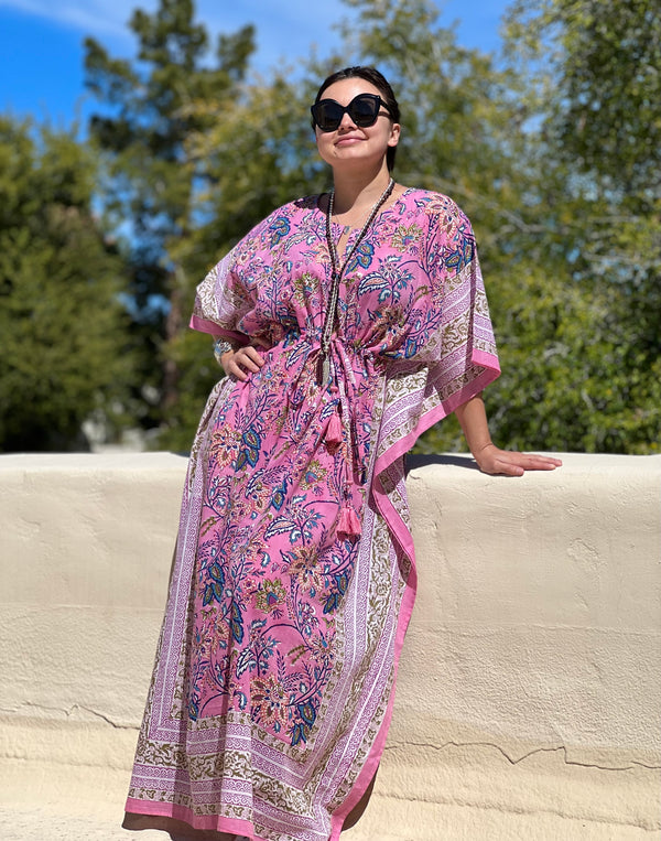 Rosa Tropicale Maxi Kaftan Dress