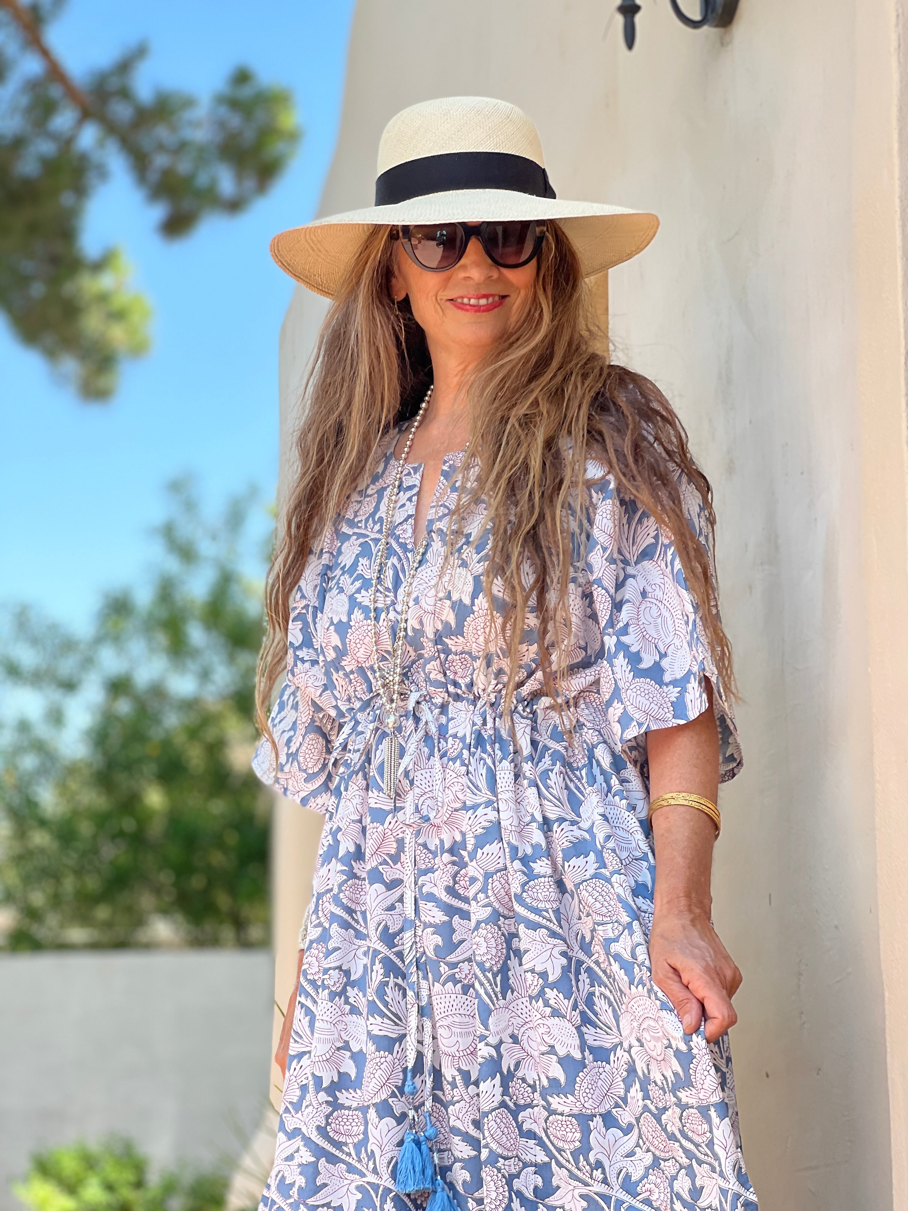 Laura Pewter Floral Maxi Kaftan Dress