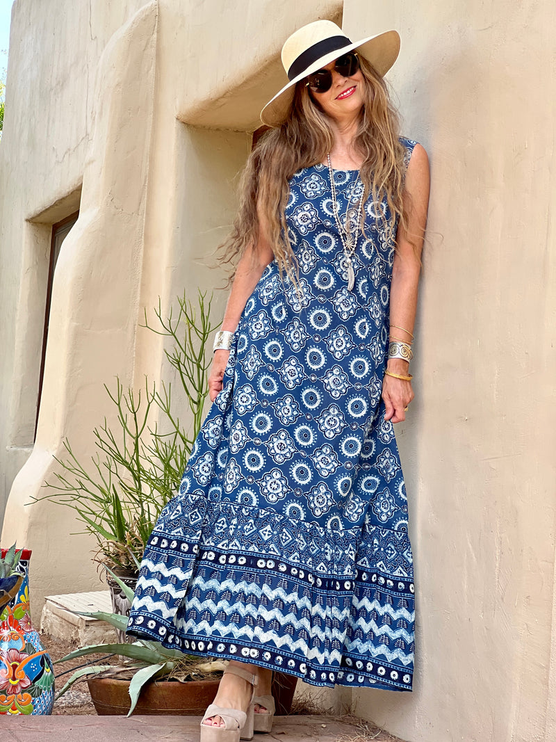 Bali Blue Mermaid Maxi Sleeveless Dress Available in Large