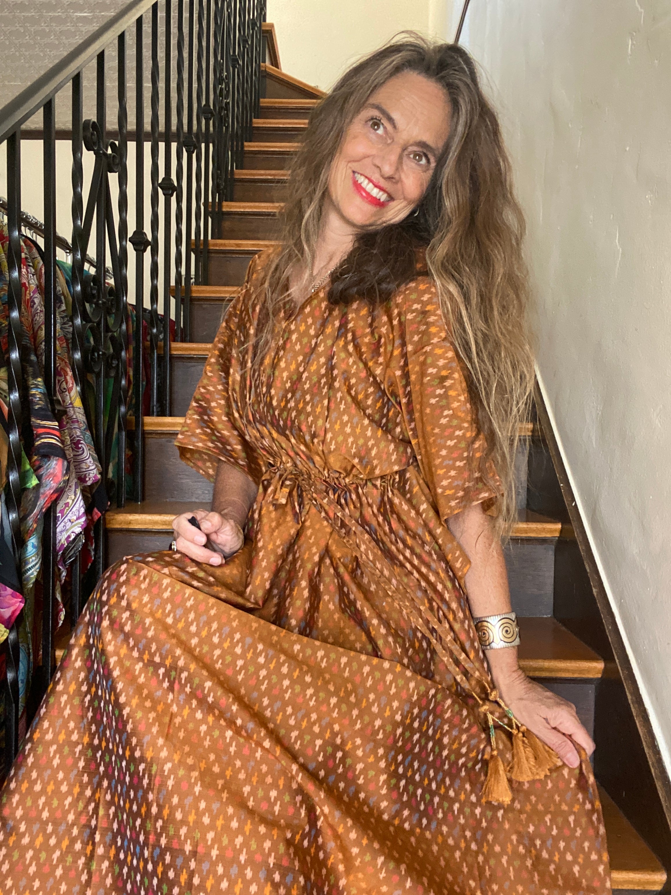 Puglia Silk Cotton Ikat Maxi Handwoven ONLY ONE AVAILABLE Final Sale