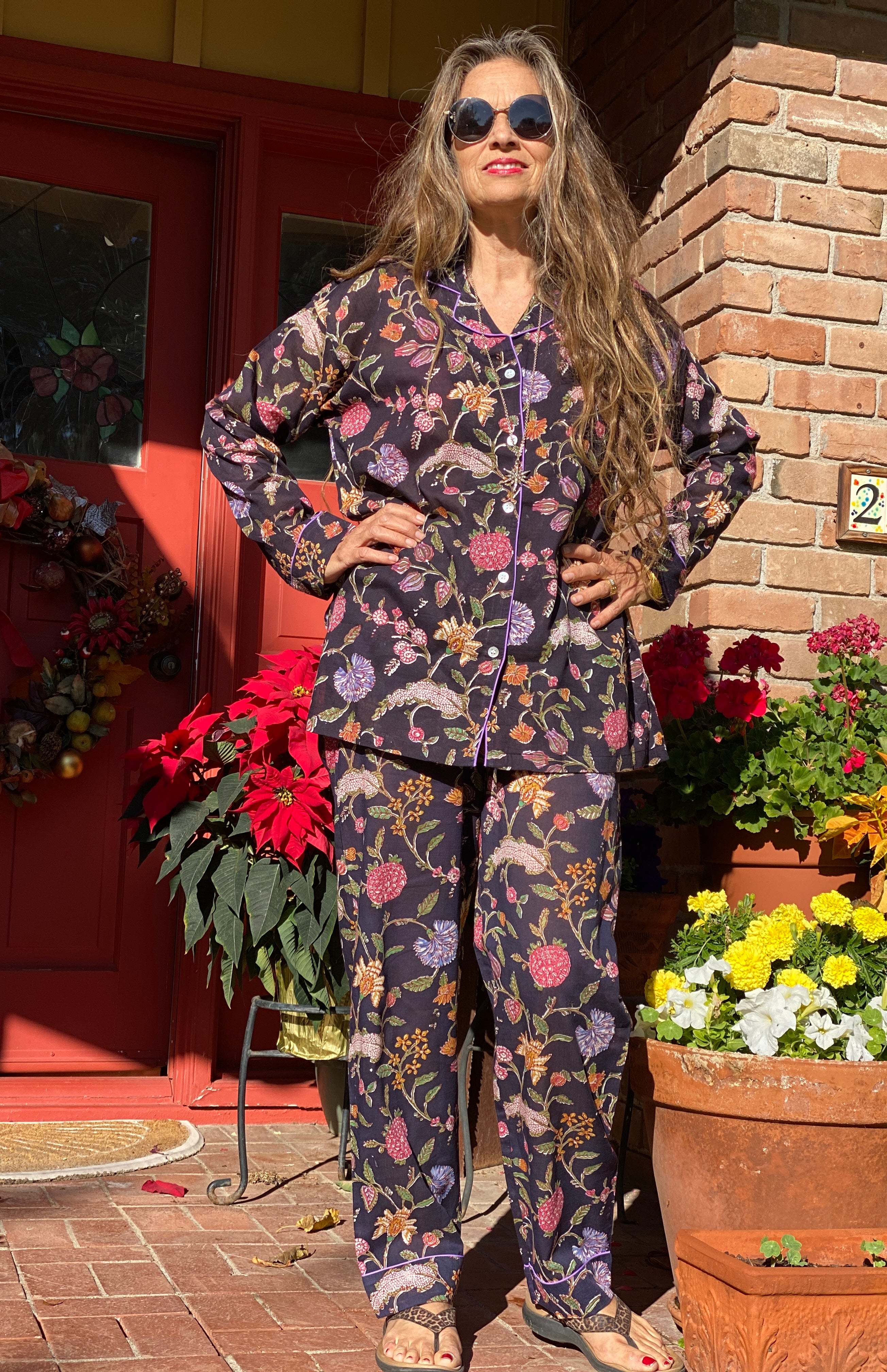 Black Beauty Floral Pajama Long Sleeve