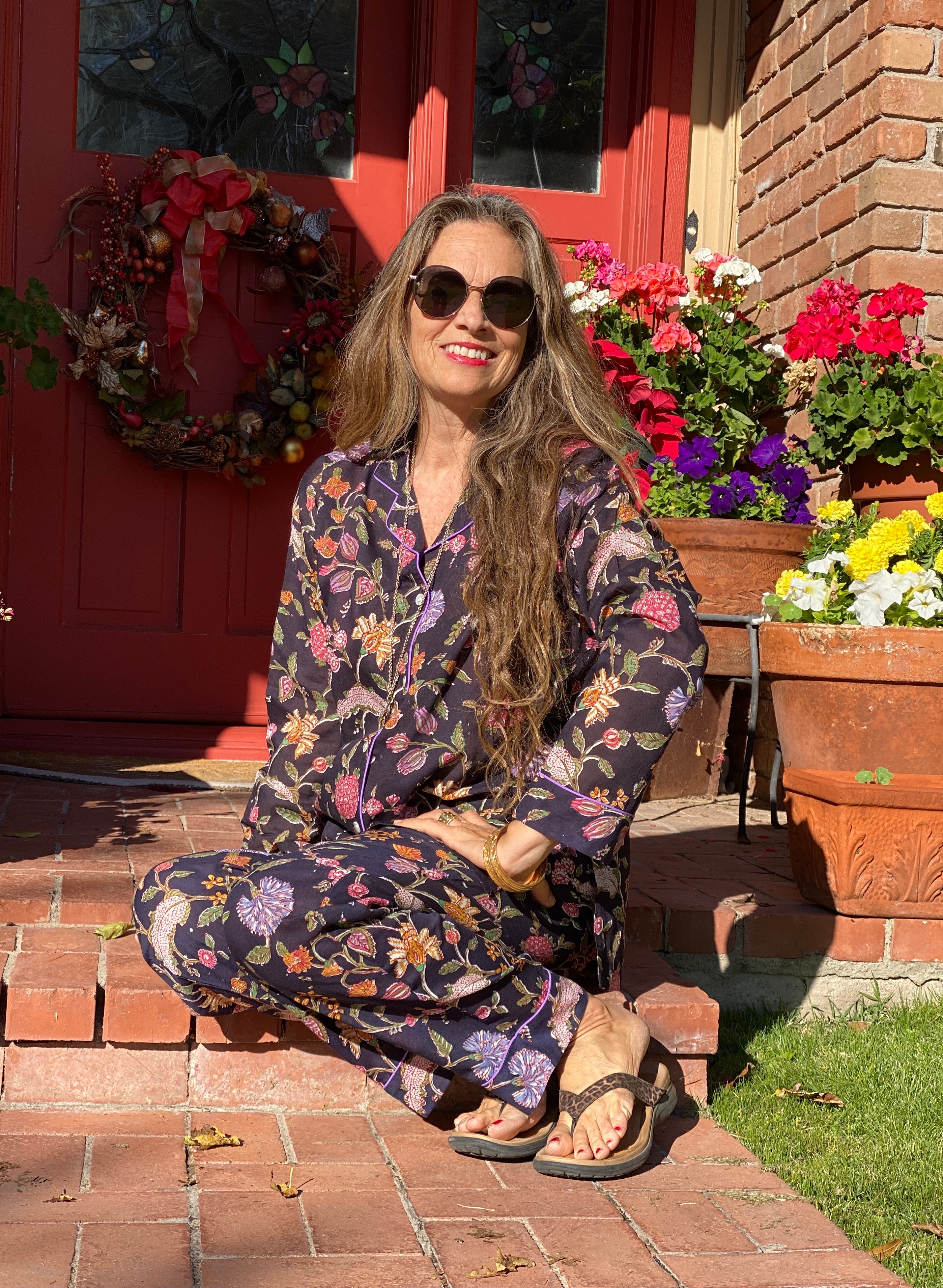 Black Beauty Floral Pajama Long Sleeve