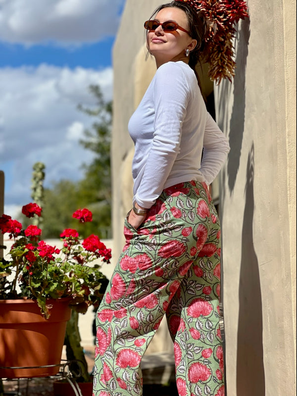 Francis Floral Cotton Lounge Pants Medium and Large on Back Order 1-2 weeks
