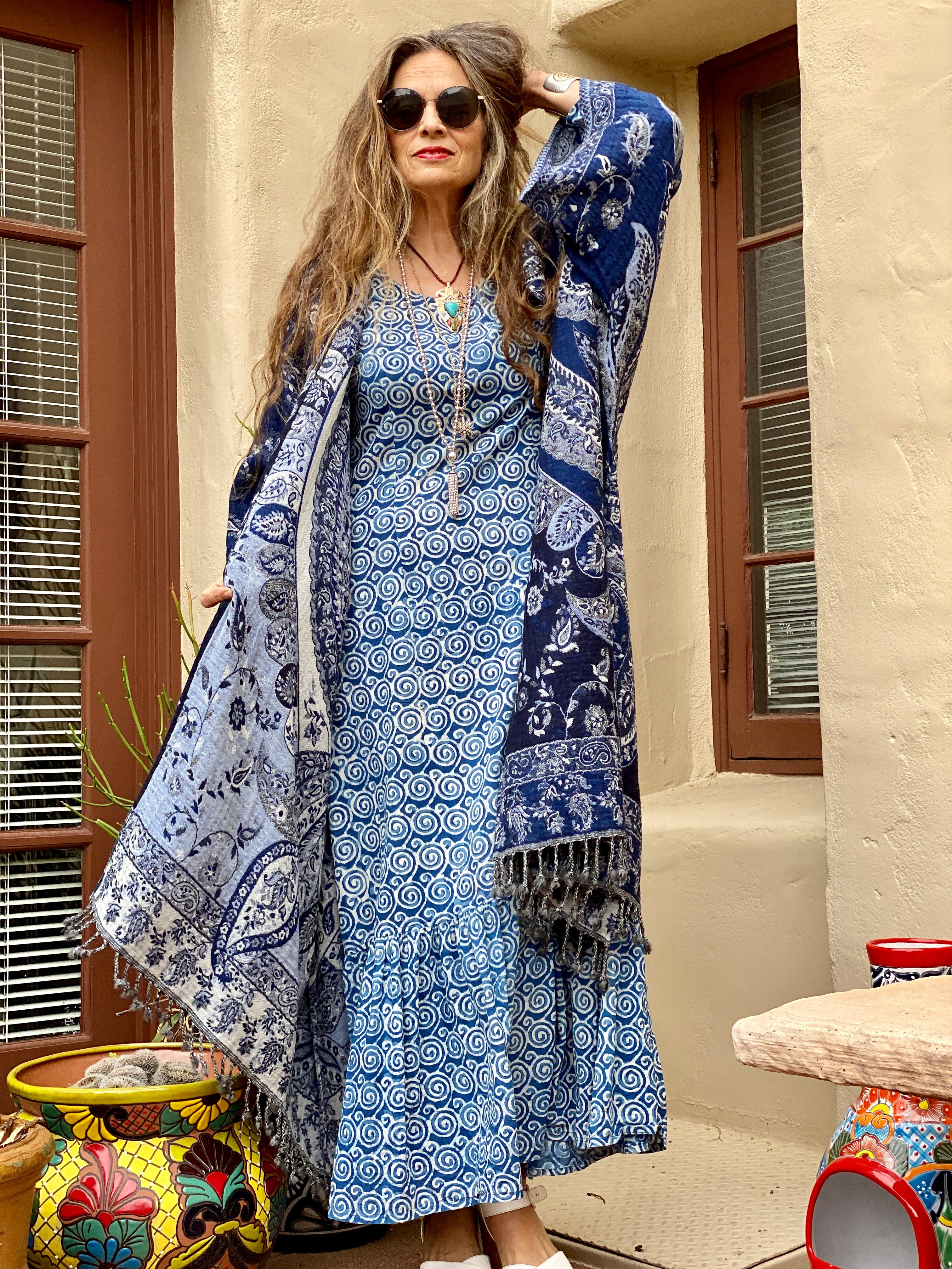 Klimt Indigo Mermaid Maxi Dress