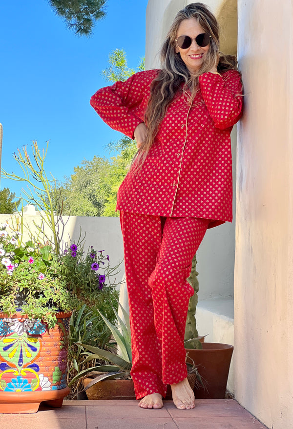 Royal Red Diana Pajama Long Sleeve