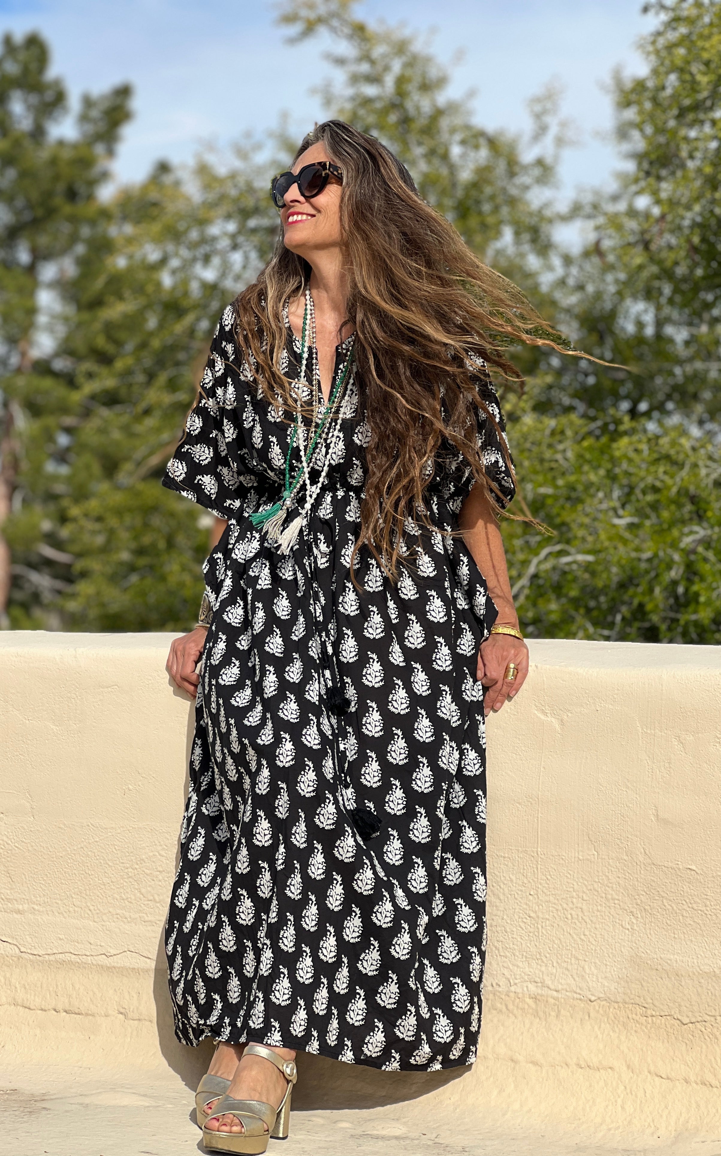 Luisa Obsidian Maxi Kaftan Dress Store Credit