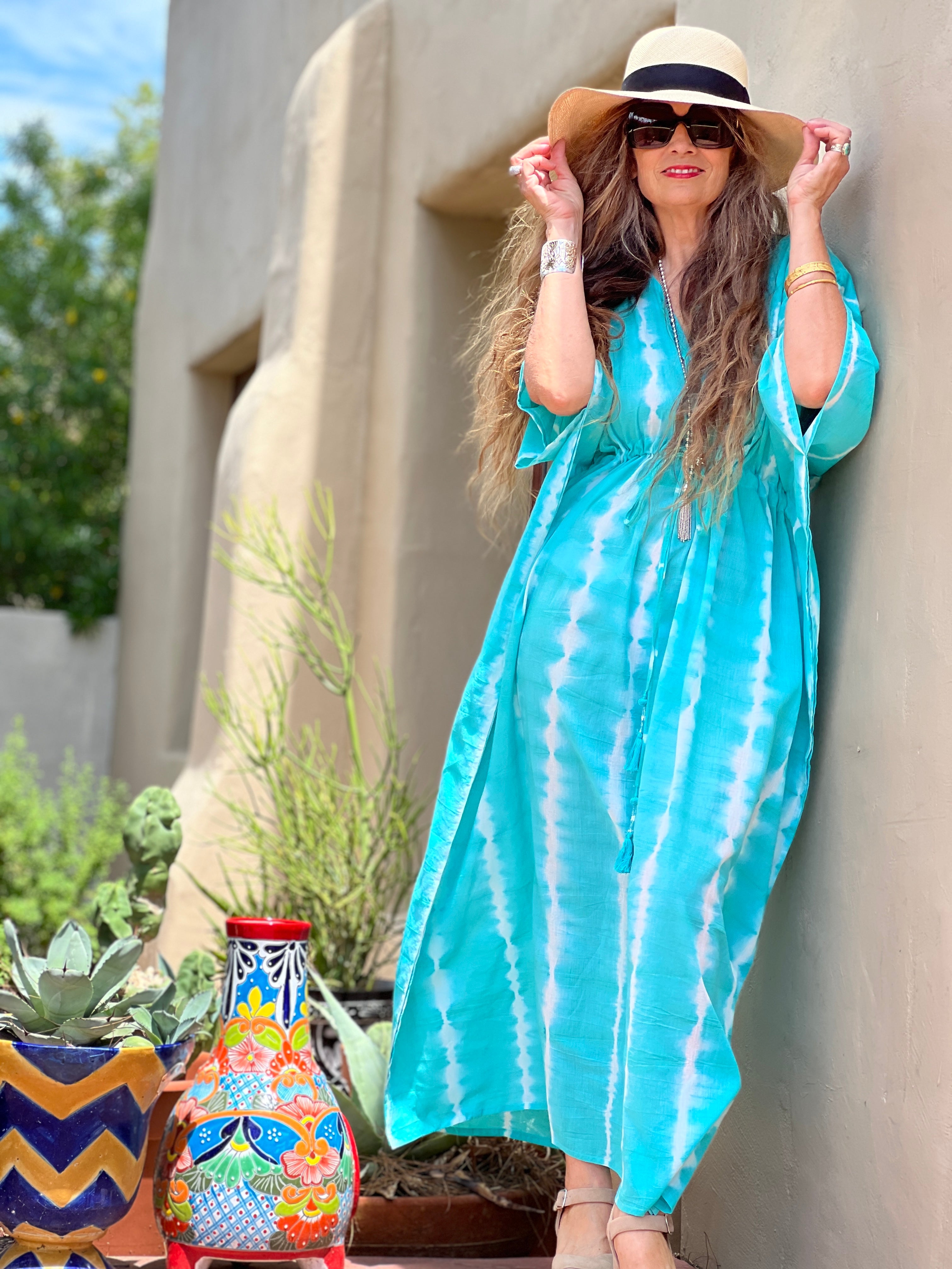 Tiburina Turquoise Tie-Dye Shibori Maxi Dress