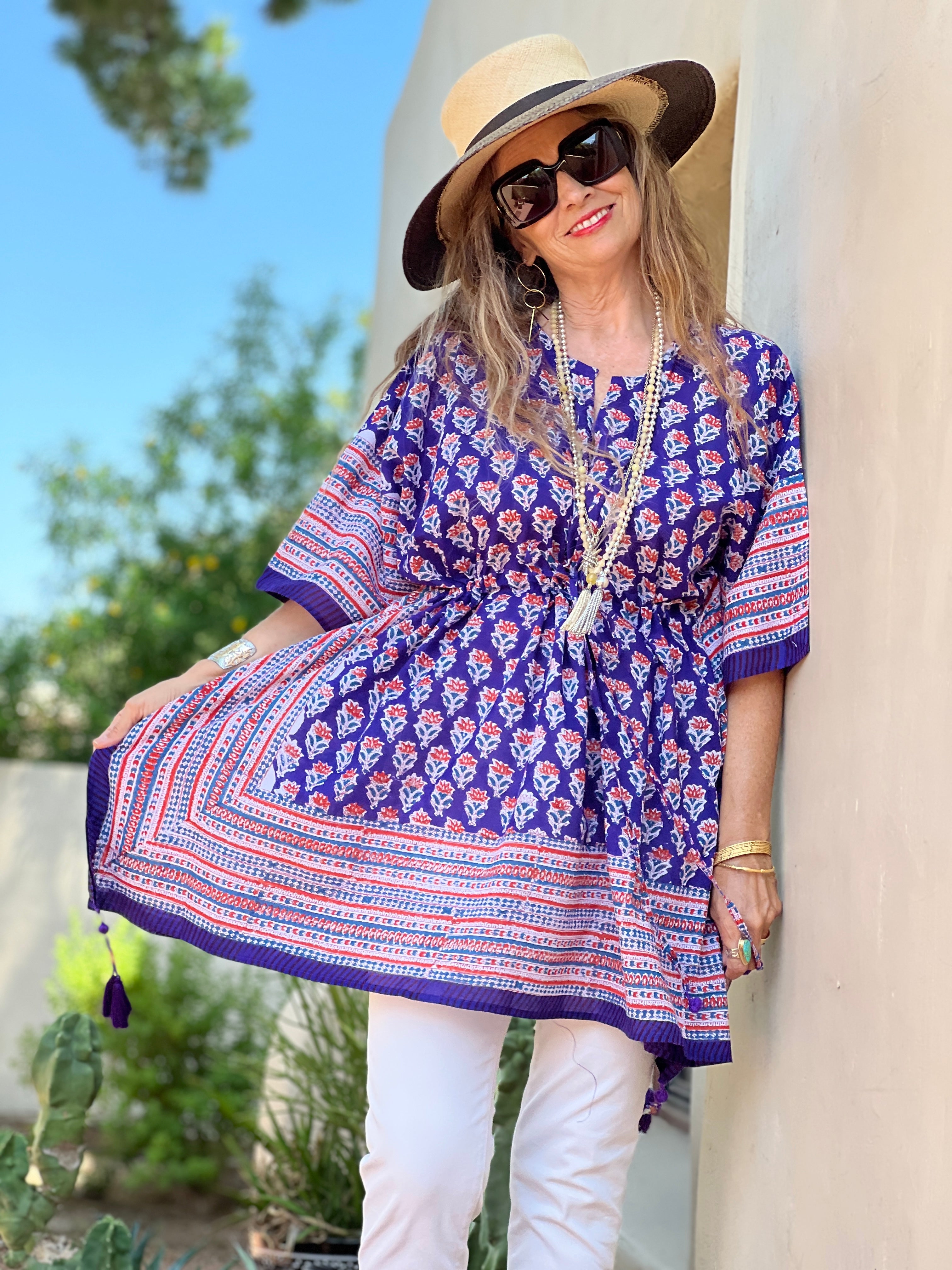 Bollywood Brinjal Floral Short Kaftan