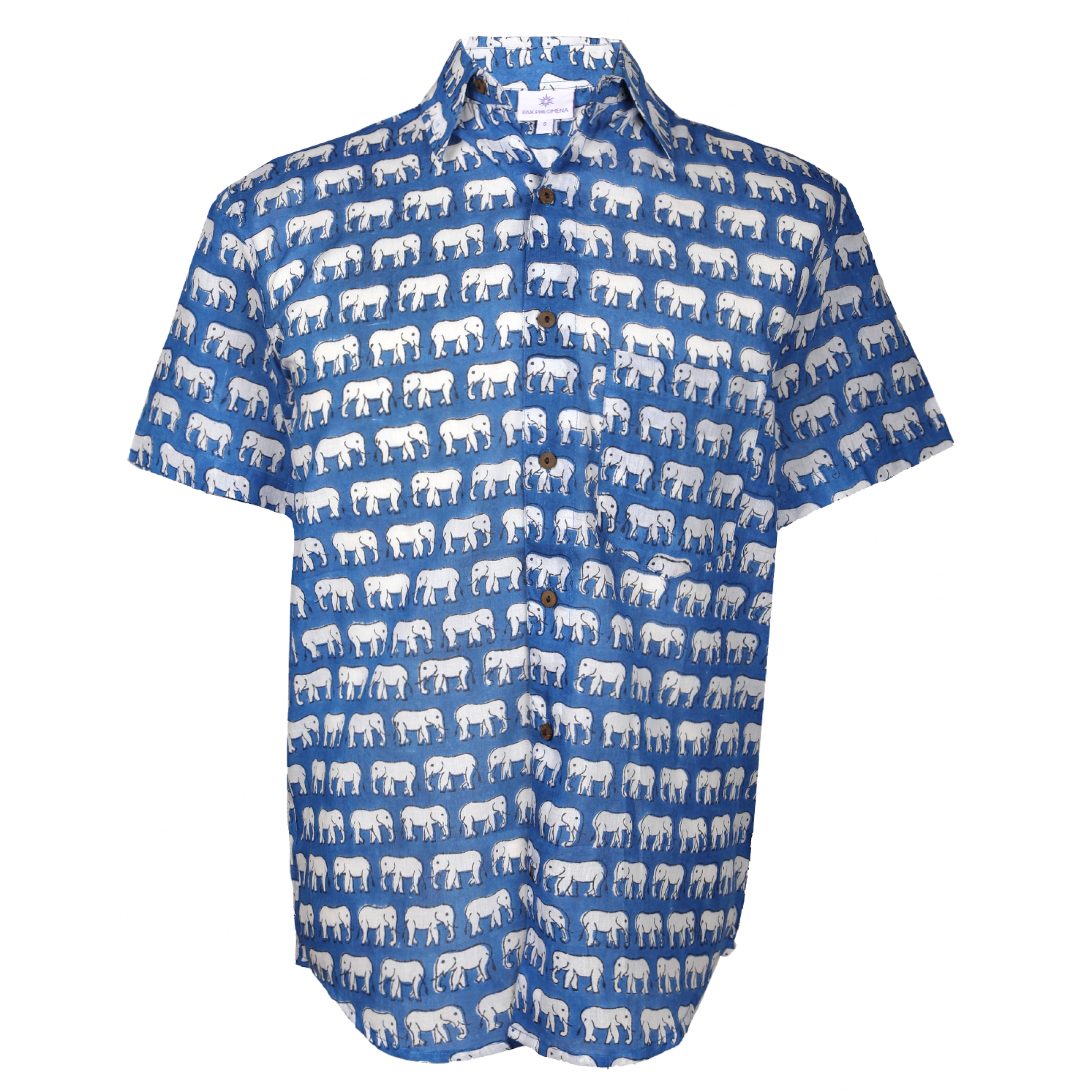 Balboa Blue Men's Elephant Short Sleeve Shirt