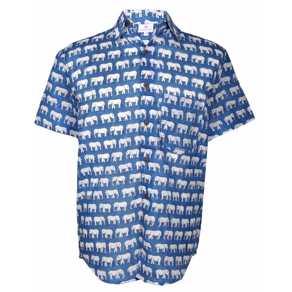 Balboa Blue Men's Elephant Short Sleeve Shirt