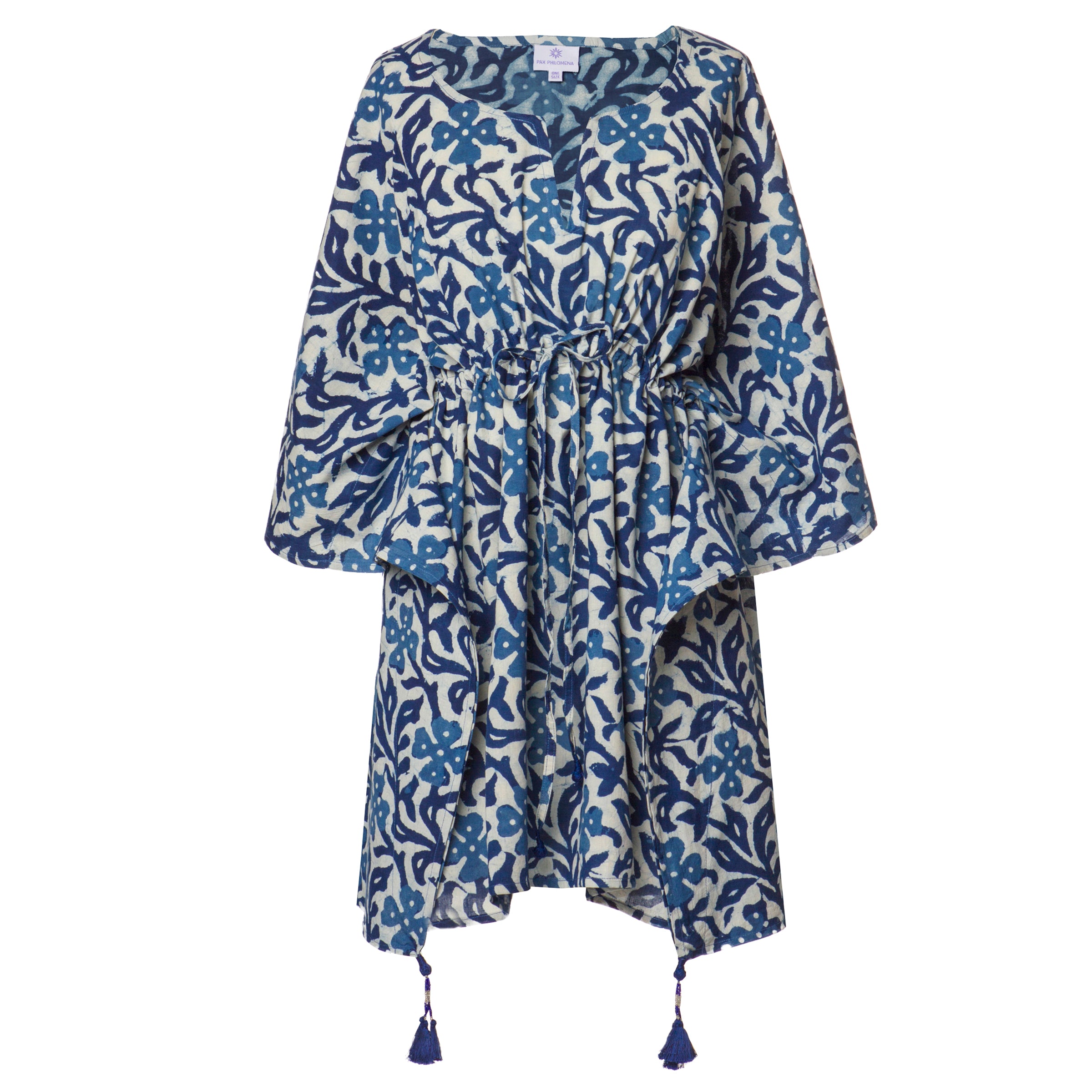 Isadora Short Cotton Indigo Kaftan STORE CREDIT