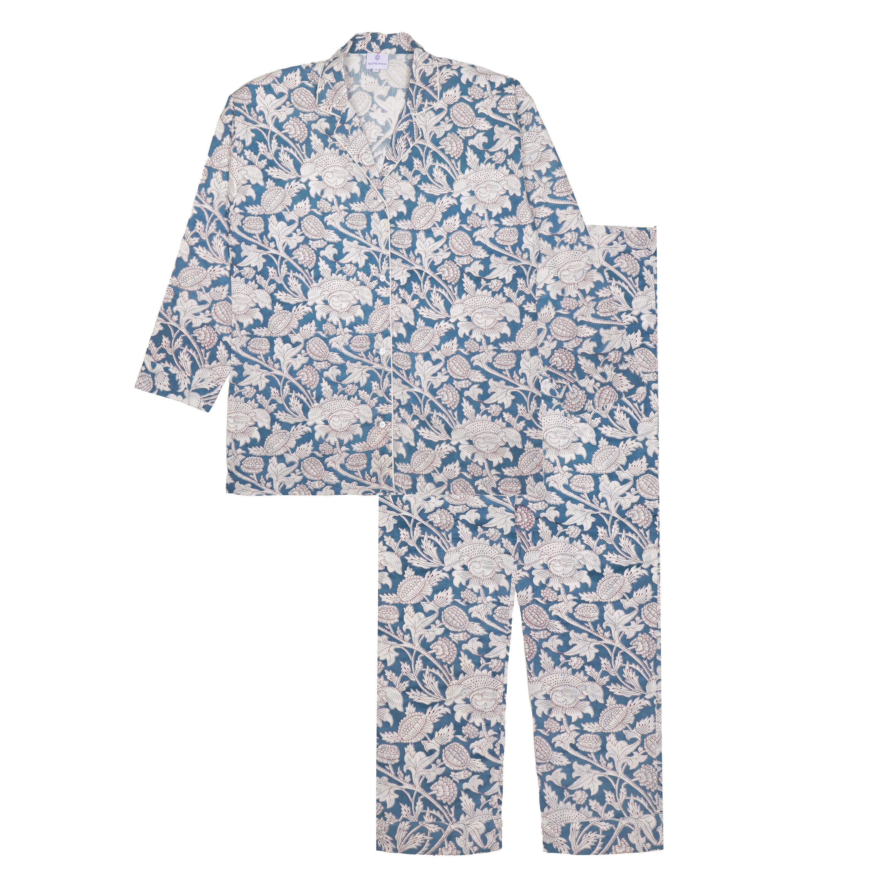 Laura Pewter Cotton Pajamas Long Sleeve