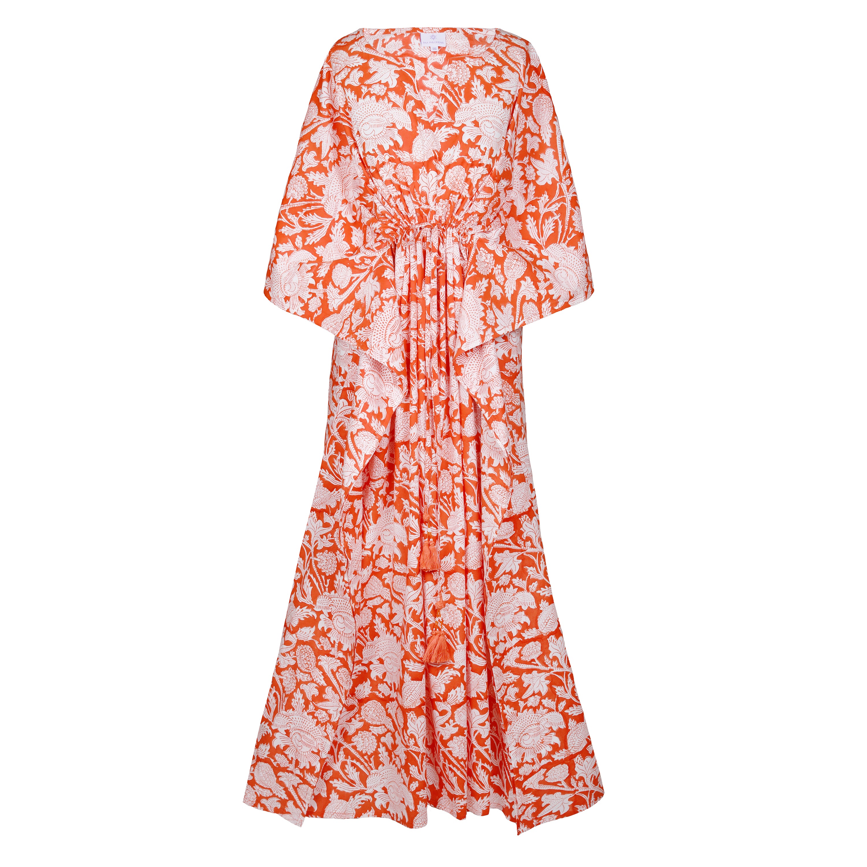 Laura Tangerine Floral Maxi Kaftan Dress