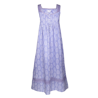 Lilac Long Cotton Sleeveless night gown