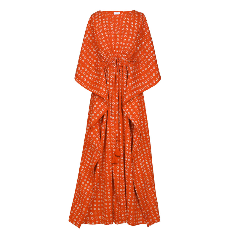Orange Maxi dress Cotton