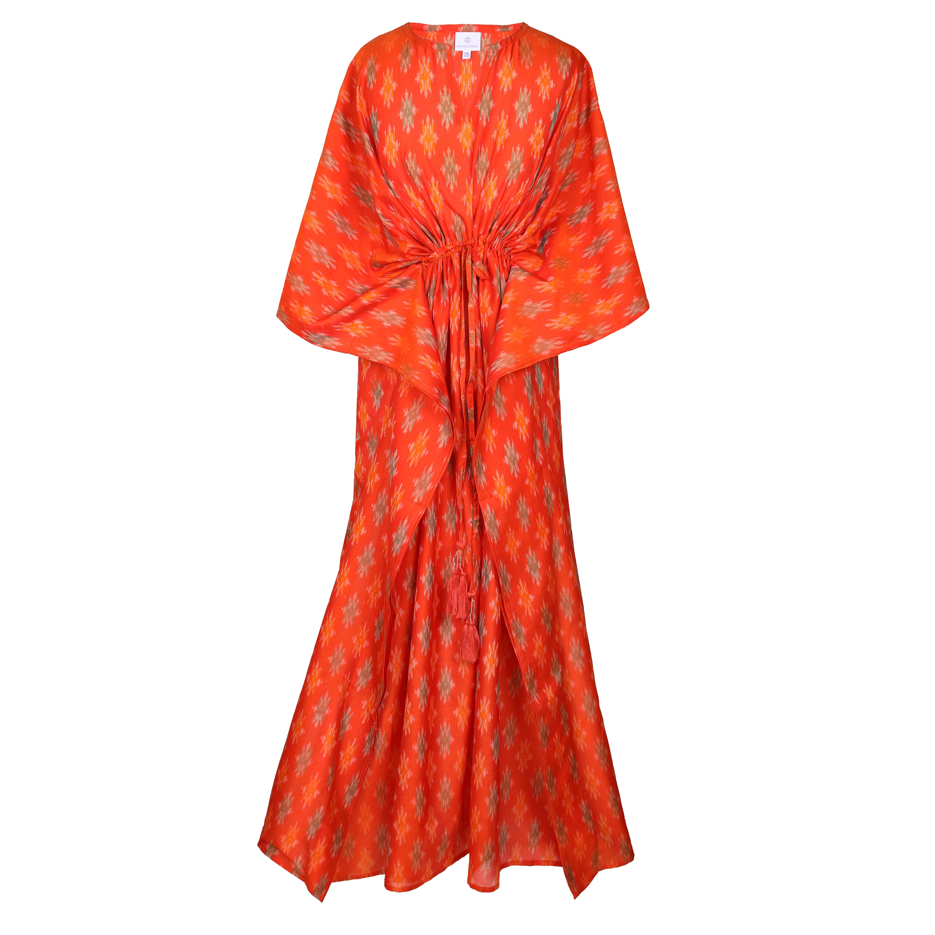 Monarch Orange Silk Cotton Ikat Maxi