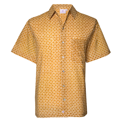MyKonos Gold Short Sleeve Men's Button Up Shirt